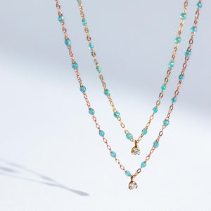 Gigi Clozeau - Collier aqua Gigi Suprême, or jaune, 1 diamant, 42 cm