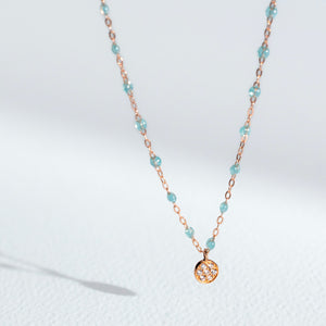 Gigi Clozeau - Collier aqua Puce diamants, or rose, 42 cm