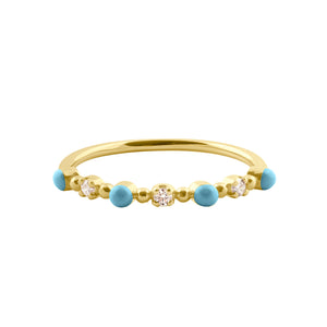 Gigi Clozeau - Bague turquoise Classique Gigi, 3 diamants, or jaune, T 50