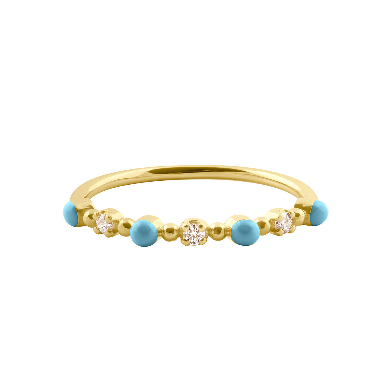 Gigi Clozeau - Bague turquoise Classique Gigi, 3 diamants, or jaune, T 51