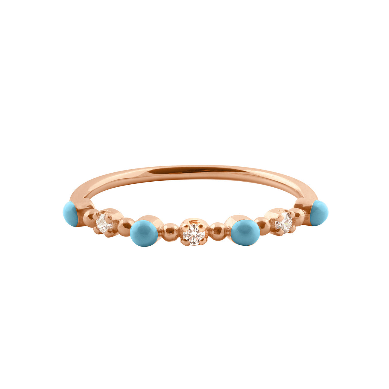 Gigi Clozeau - Bague turquoise Classique Gigi, 3 diamants, or rose, T 50