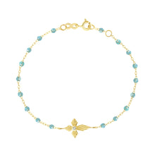 Gigi Clozeau - Bracelet aqua Croix Lumière diamants, or jaune, 17 cm