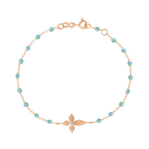 Gigi Clozeau - Bracelet aqua Croix Lumière diamants, or rose, 17 cm