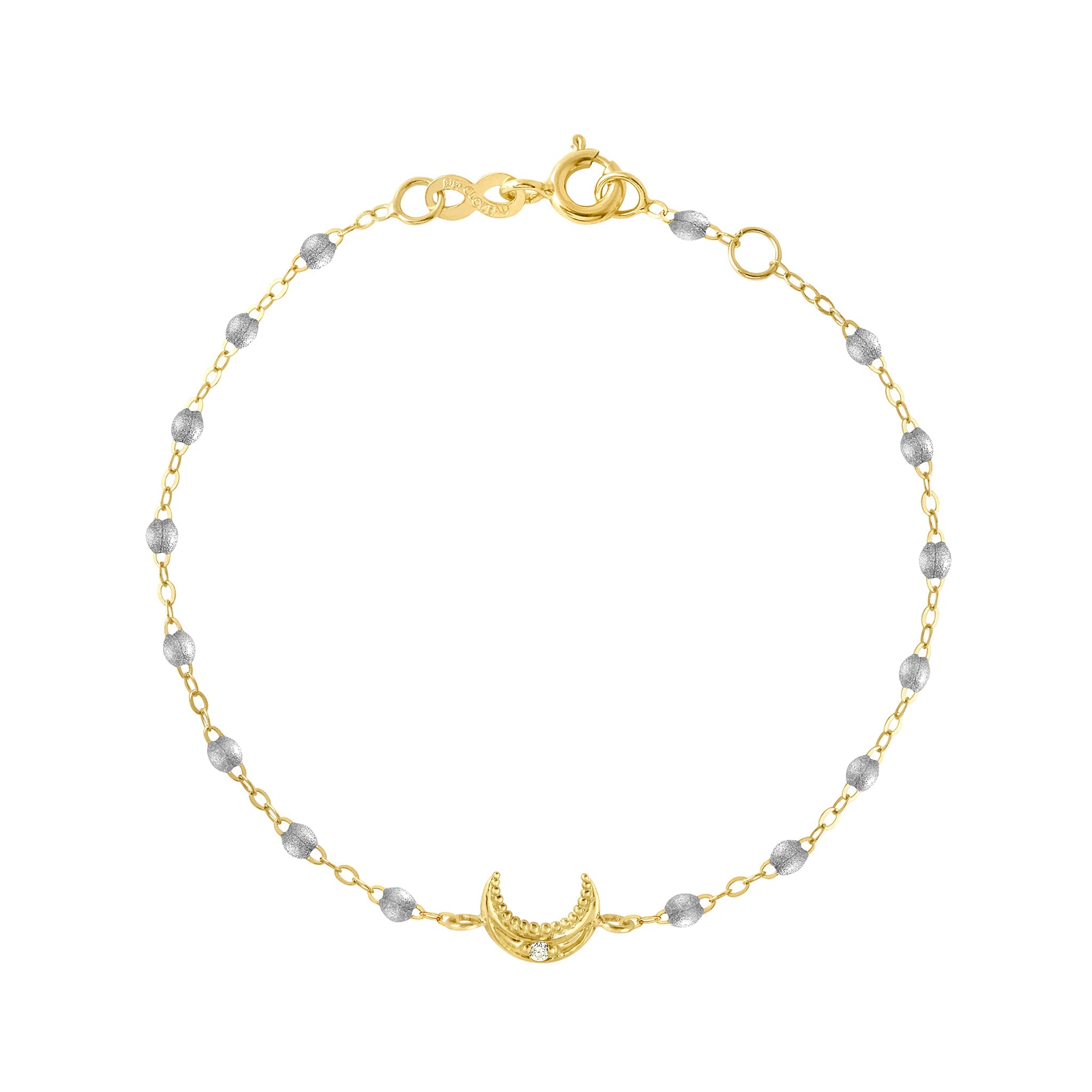 Gigi Clozeau - Bracelet argent Lune, diamant, or jaune, 17 cm