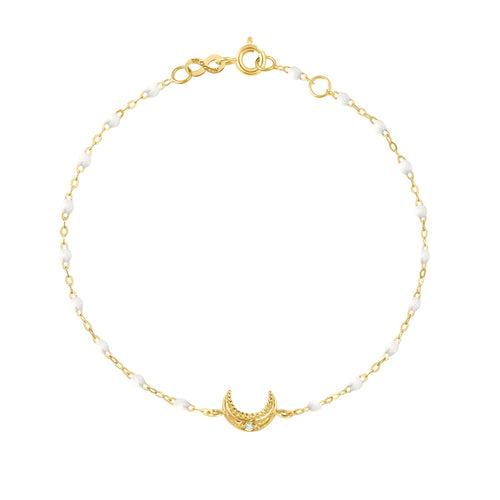 Gigi Clozeau - Bracelet blanc Lune, diamant, or jaune, 17 cm