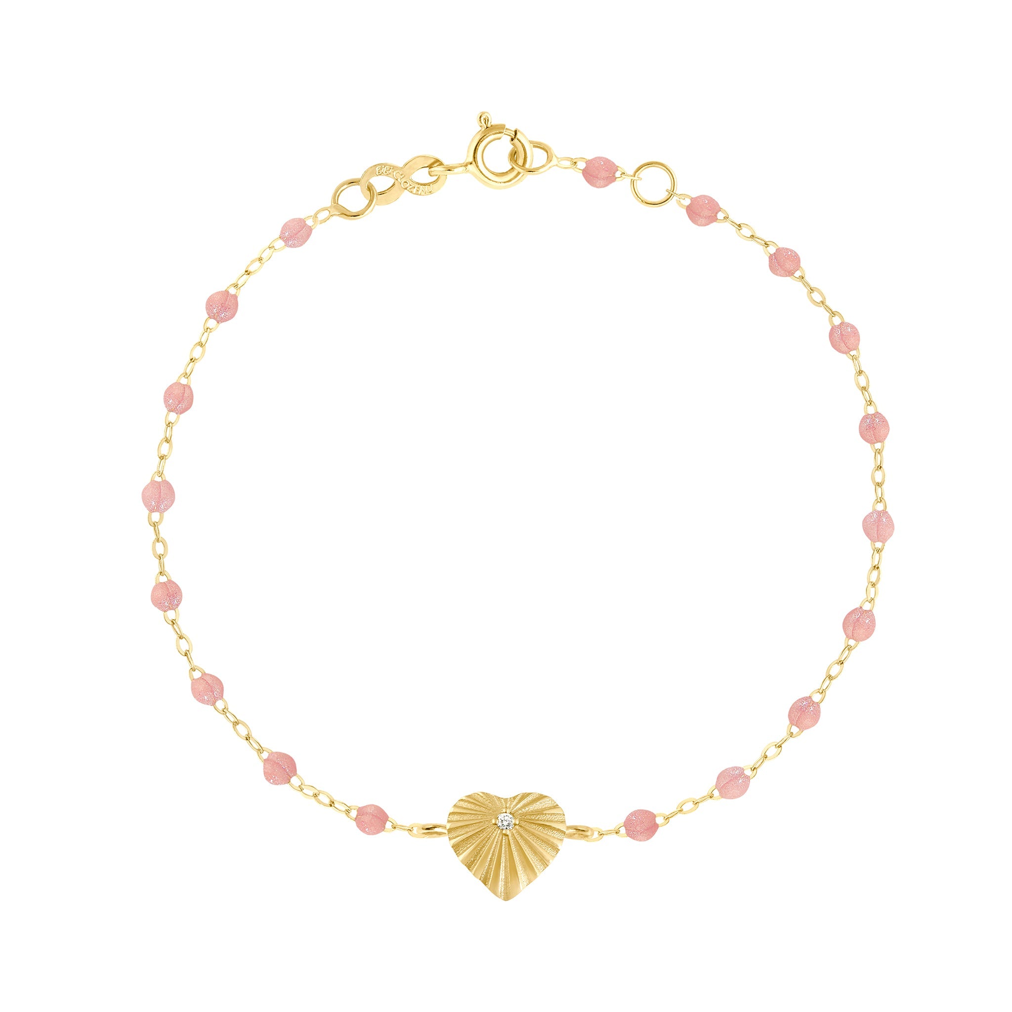 Gigi Clozeau - Bracelet blush Cœur Lumière, diamant, or jaune, 17 cm