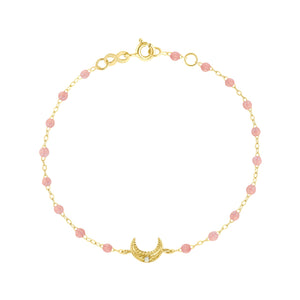 Gigi Clozeau - Bracelet blush Lune, diamant, or jaune, 17 cm