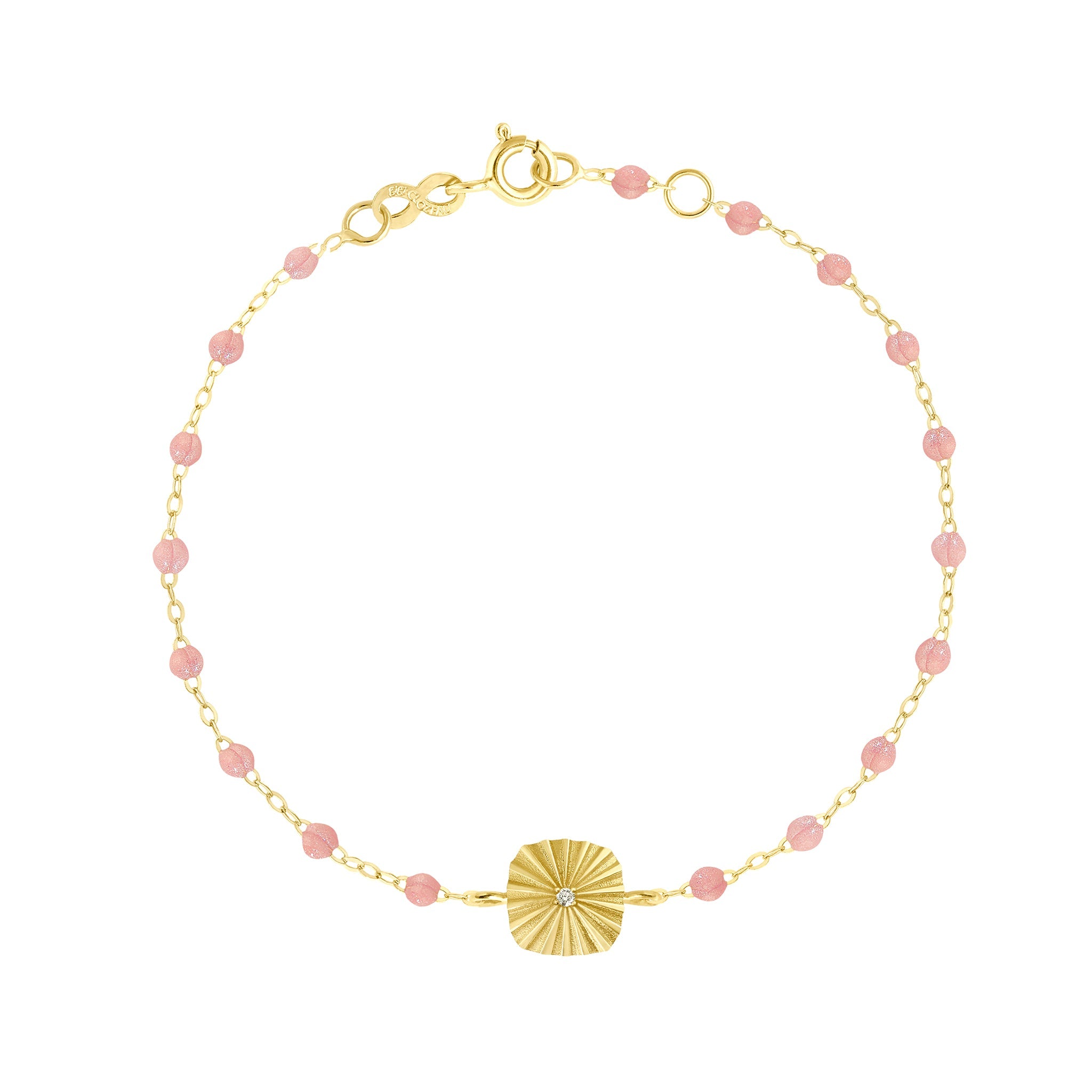 Gigi Clozeau - Bracelet blush Miss Lumière diamant, or jaune, 17 cm