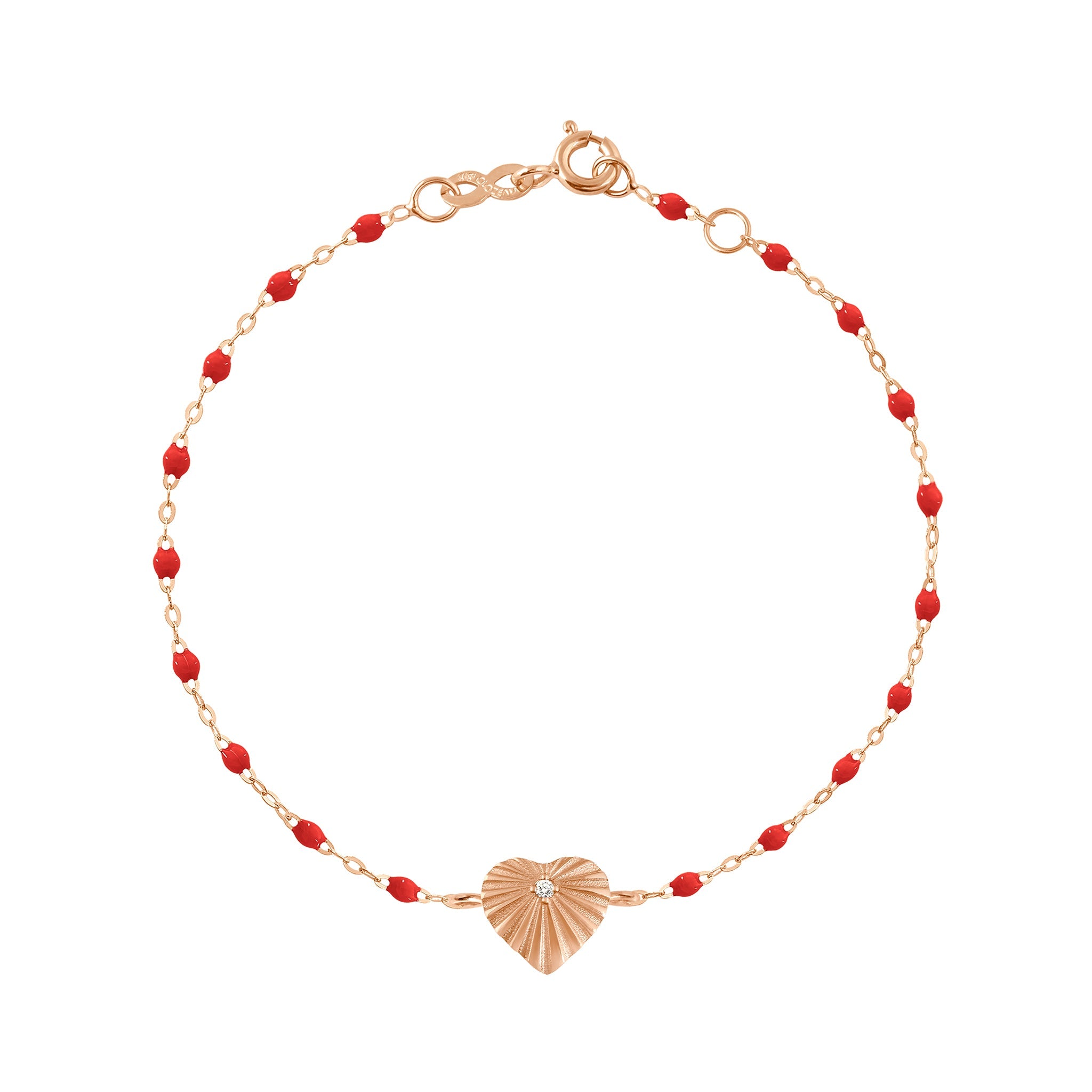 Gigi Clozeau - Bracelet coquelicot Cœur Lumière, diamant, or rose, 17 cm