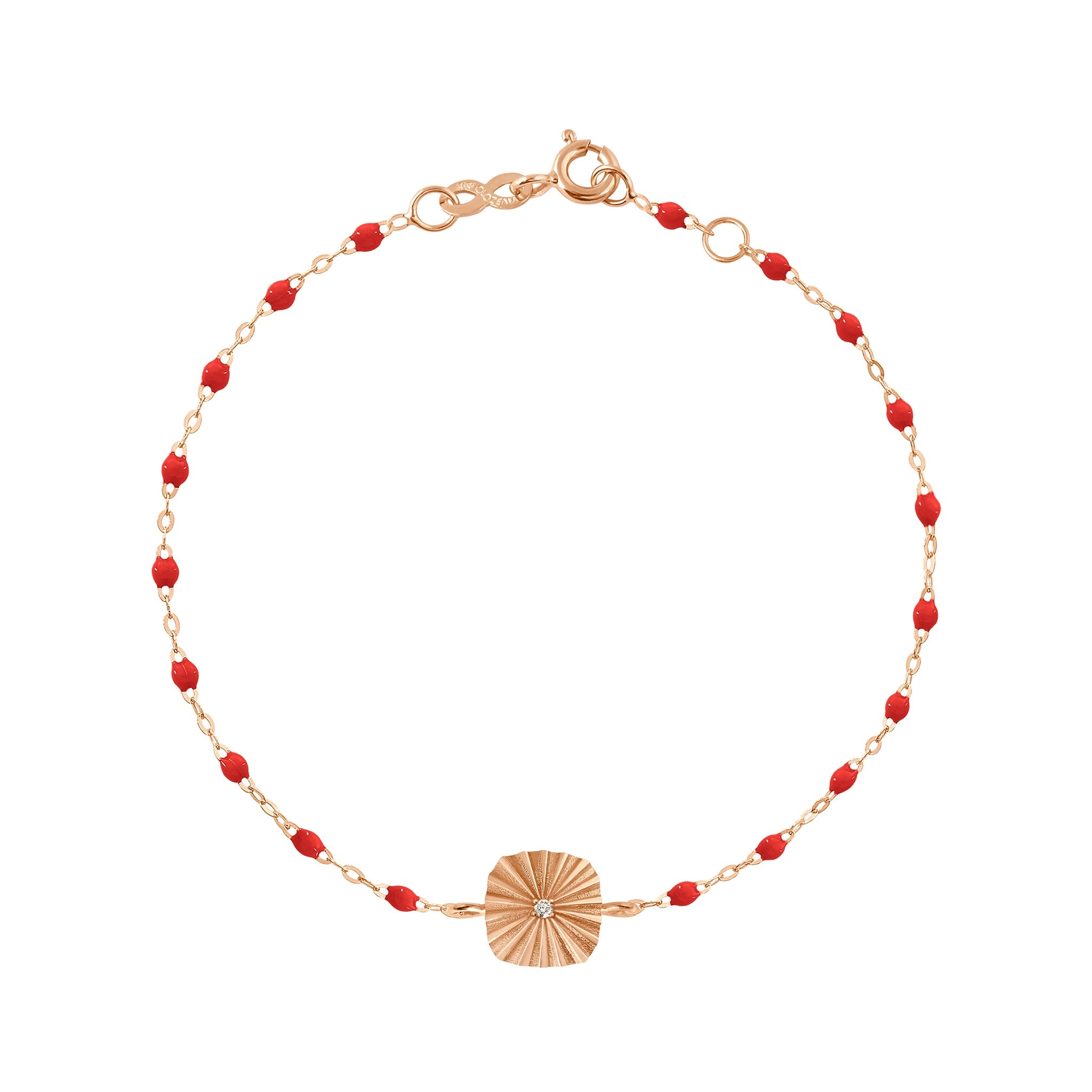 Gigi Clozeau - Bracelet coquelicot Miss Lumière diamant, or rose, 17 cm