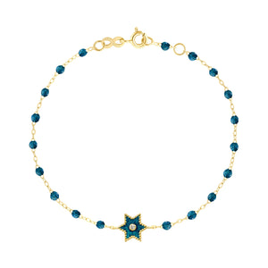 Gigi Clozeau - Bracelet Etoile Star résine jungle, diamant, or jaune, 17 cm