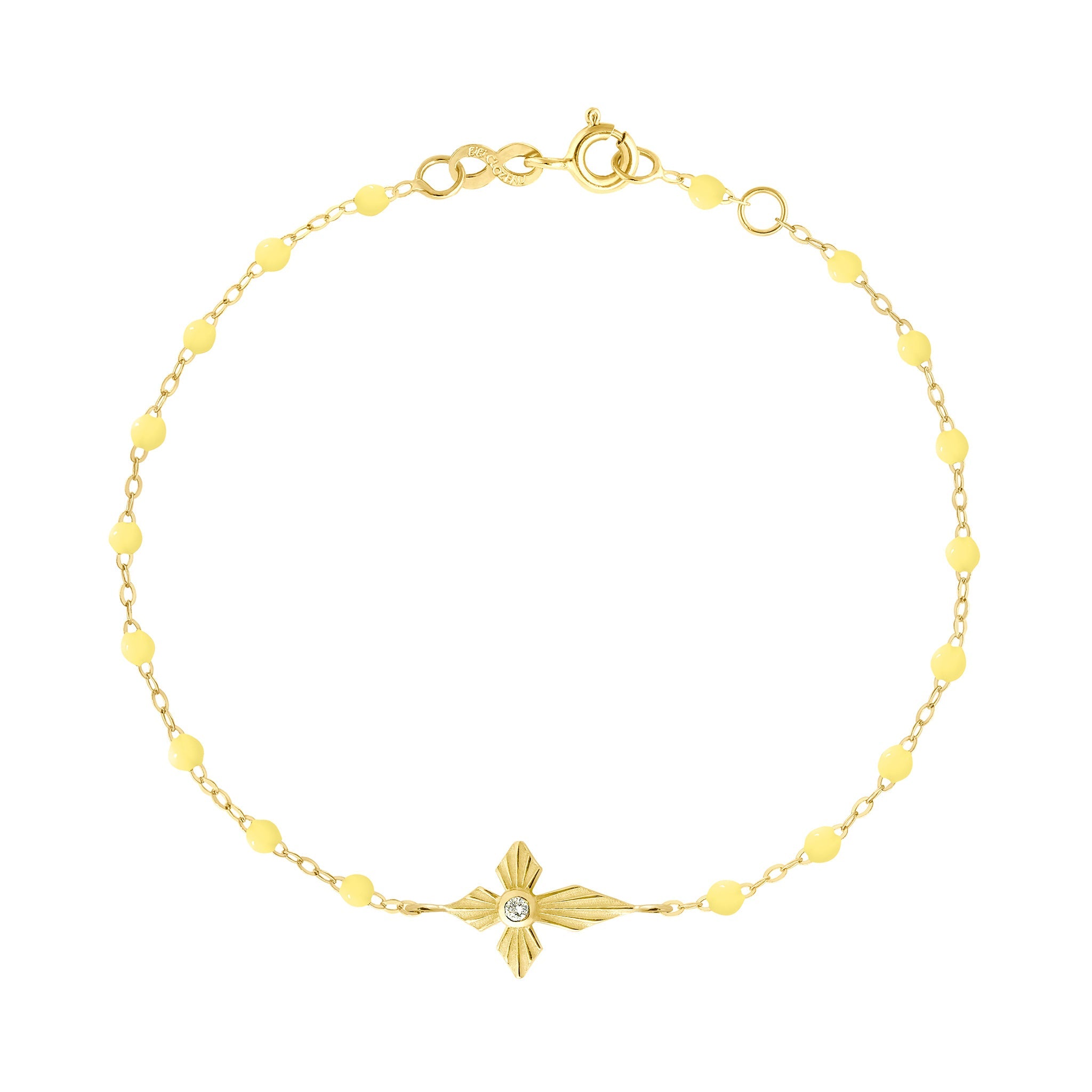 Gigi Clozeau - Bracelet mimosa Croix Lumière, Diamants, or jaune, 17 cm