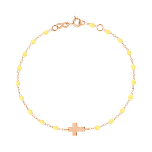 Gigi Clozeau - Bracelet mimosa Croix , or rose, 17 cm