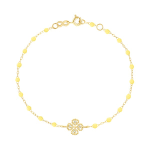 Gigi Clozeau - Bracelet mimosa Lucky Trèfle, Diamants, or jaune, 17 cm