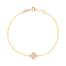 Gigi Clozeau - Bracelet mimosa Lucky Trèfle, Diamants, or rose, 17 cm