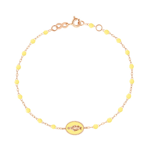 Gigi Clozeau - Bracelet mimosa Madone résinée, or rose, 17 cm