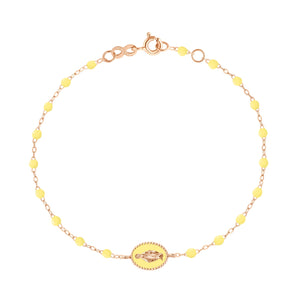 Gigi Clozeau - Bracelet mimosa Madone résinée, or rose, 17 cm