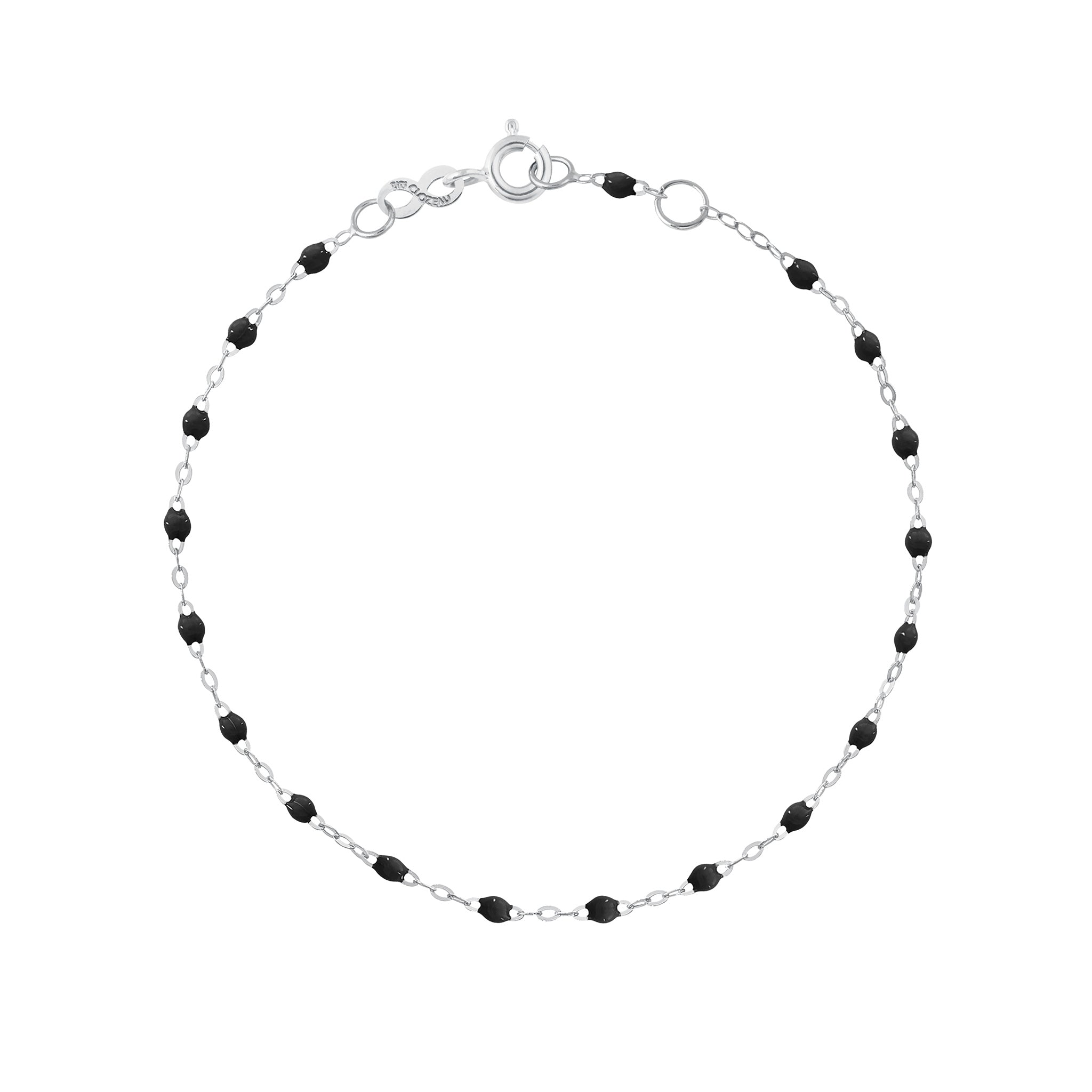 Gigi Clozeau - Bracelet noir Classique Gigi, or blanc, 24 cm