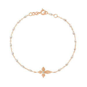 Gigi Clozeau - Bracelet opale Croix Lumière diamants, or rose, 17 cm