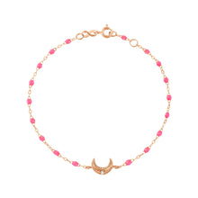 Gigi Clozeau - Bracelet rose fluo Lune, diamant, or rose, 17 cm