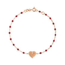 Gigi Clozeau - Bracelet rouge Cœur Lumière, diamant, or rose, 17 cm