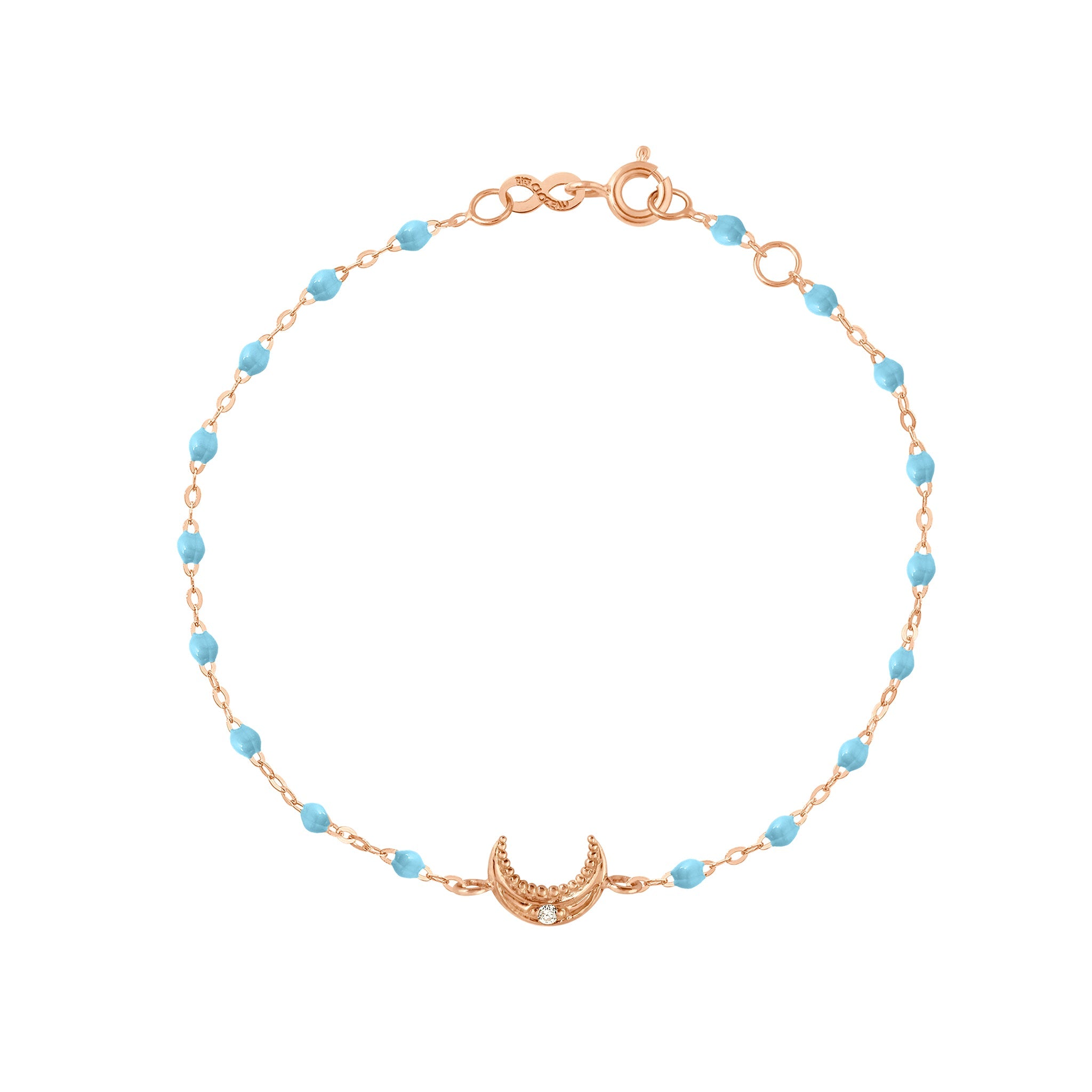 Gigi Clozeau - Bracelet turquoise Lune, diamant, or rose, 17 cm