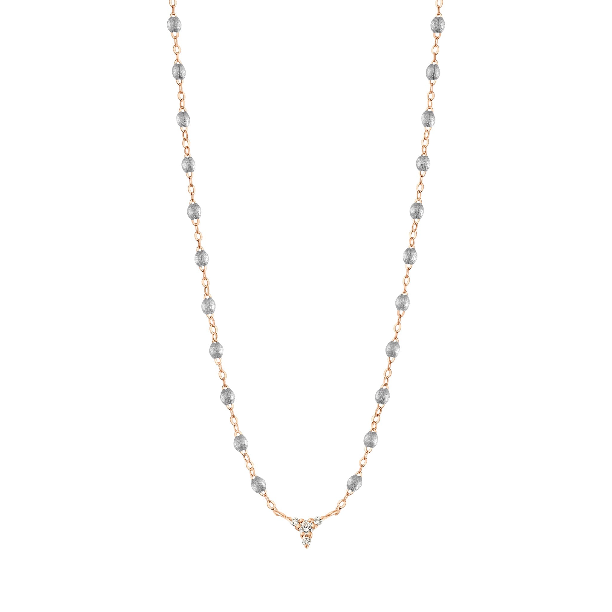 Gigi Clozeau - Collier argent petit Kosmos, diamants, or rose, 42 cm