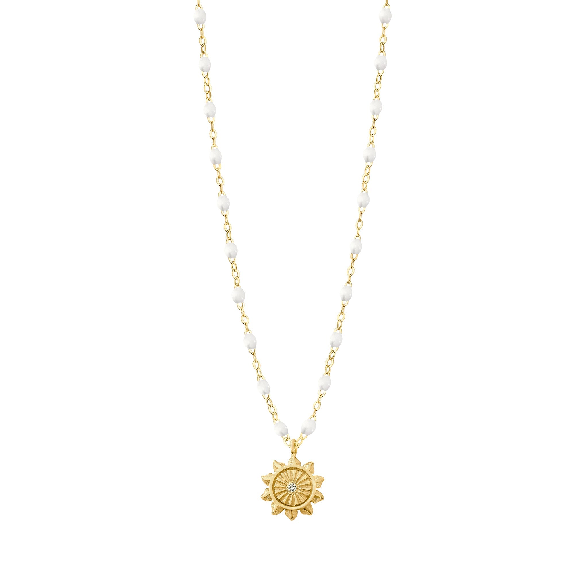 Gigi Clozeau - Collier blanc Lucky Sun diamants, or jaune, 42 cm