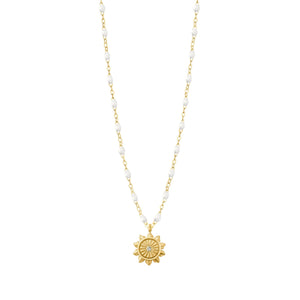 Gigi Clozeau - Collier blanc Lucky Sun diamants, or jaune, 42 cm