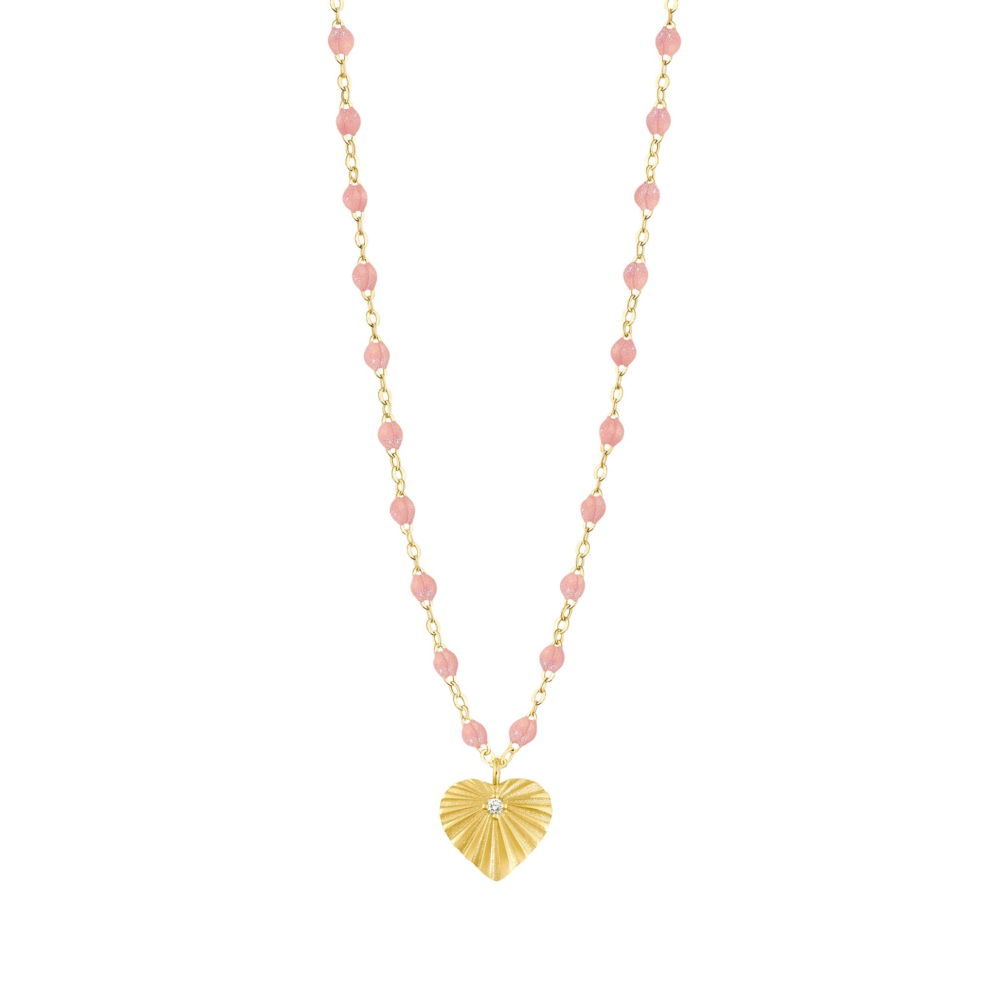 Gigi Clozeau - Collier blush Cœur Lumière, diamant, or jaune, 42 cm