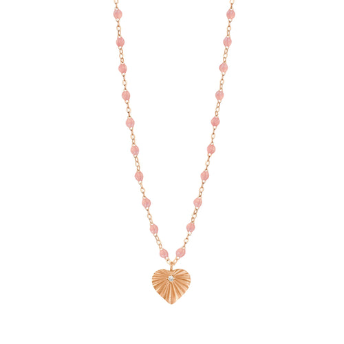 Gigi Clozeau - Collier blush Cœur Lumière, diamant, or rose, 42 cm