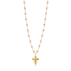 Gigi Clozeau - Collier blush Croix Lumière, Diamants, or jaune, 42 cm