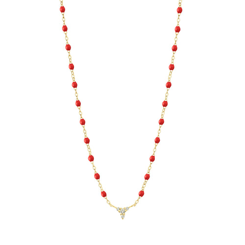 Gigi Clozeau - Collier coquelicot petit Kosmos, diamants, or jaune, 42 cm