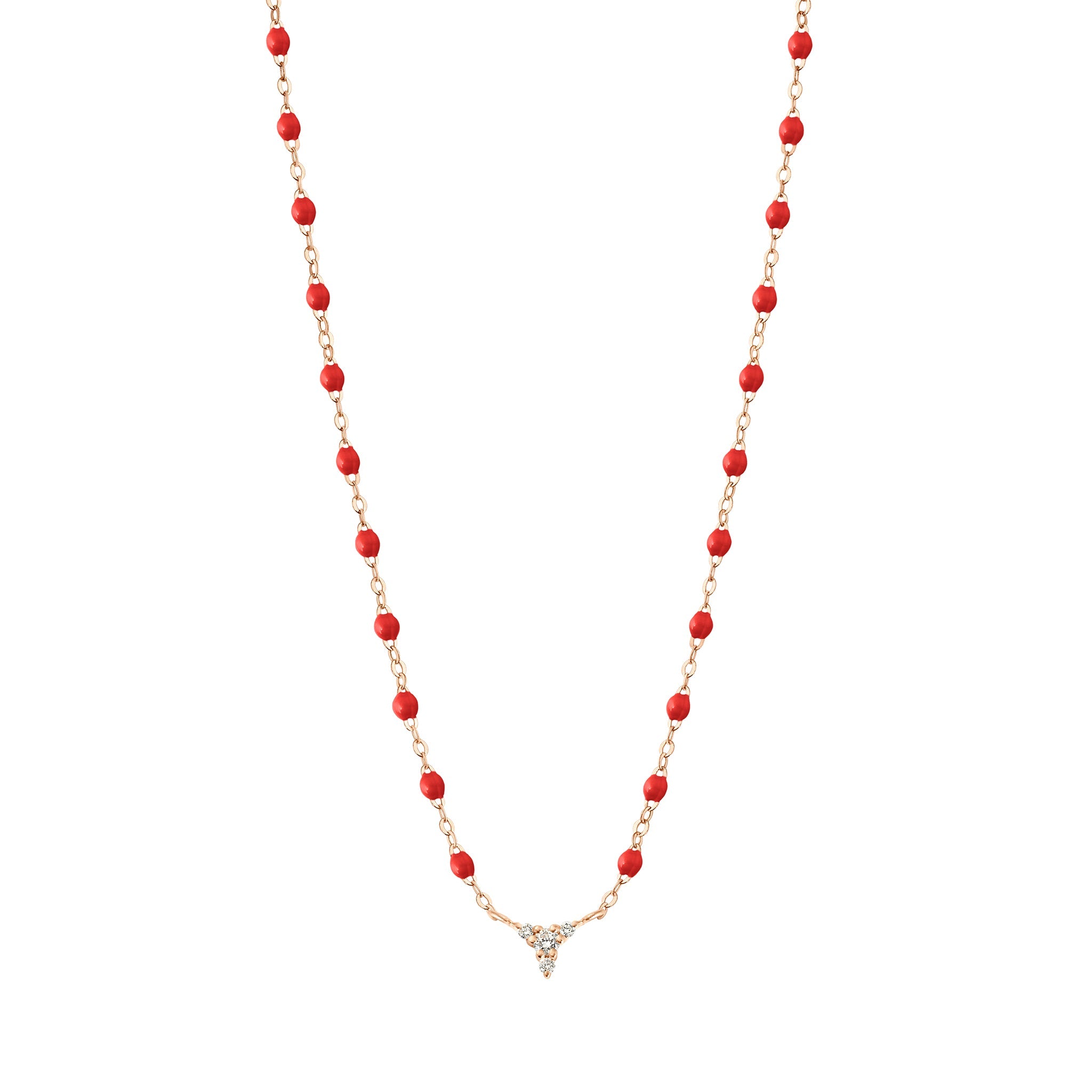 Gigi Clozeau - Collier coquelicot petit Kosmos, diamants, or rose, 42 cm