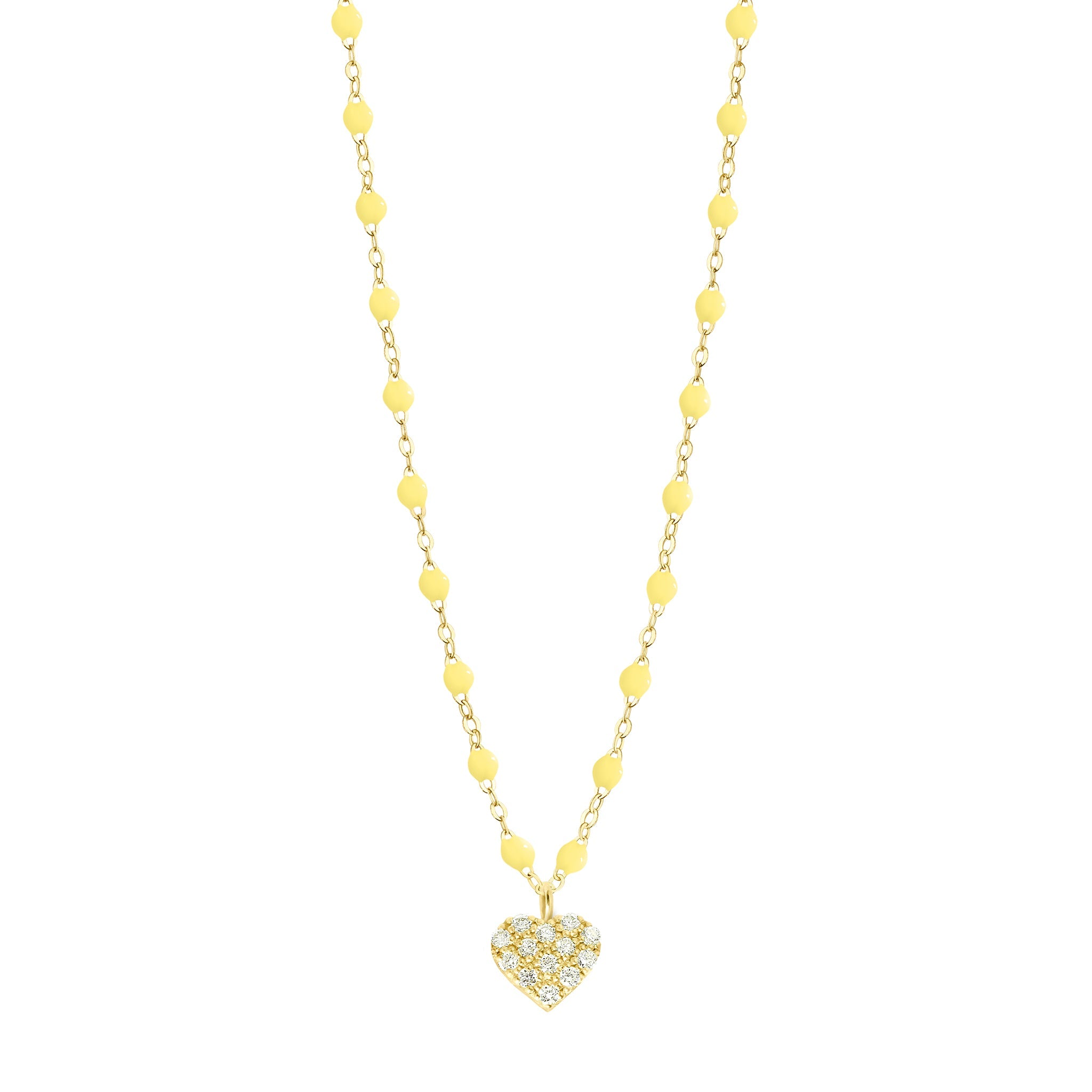 Gigi Clozeau - Collier mimosa Cœur In Love, Diamants, or jaune, 42 cm