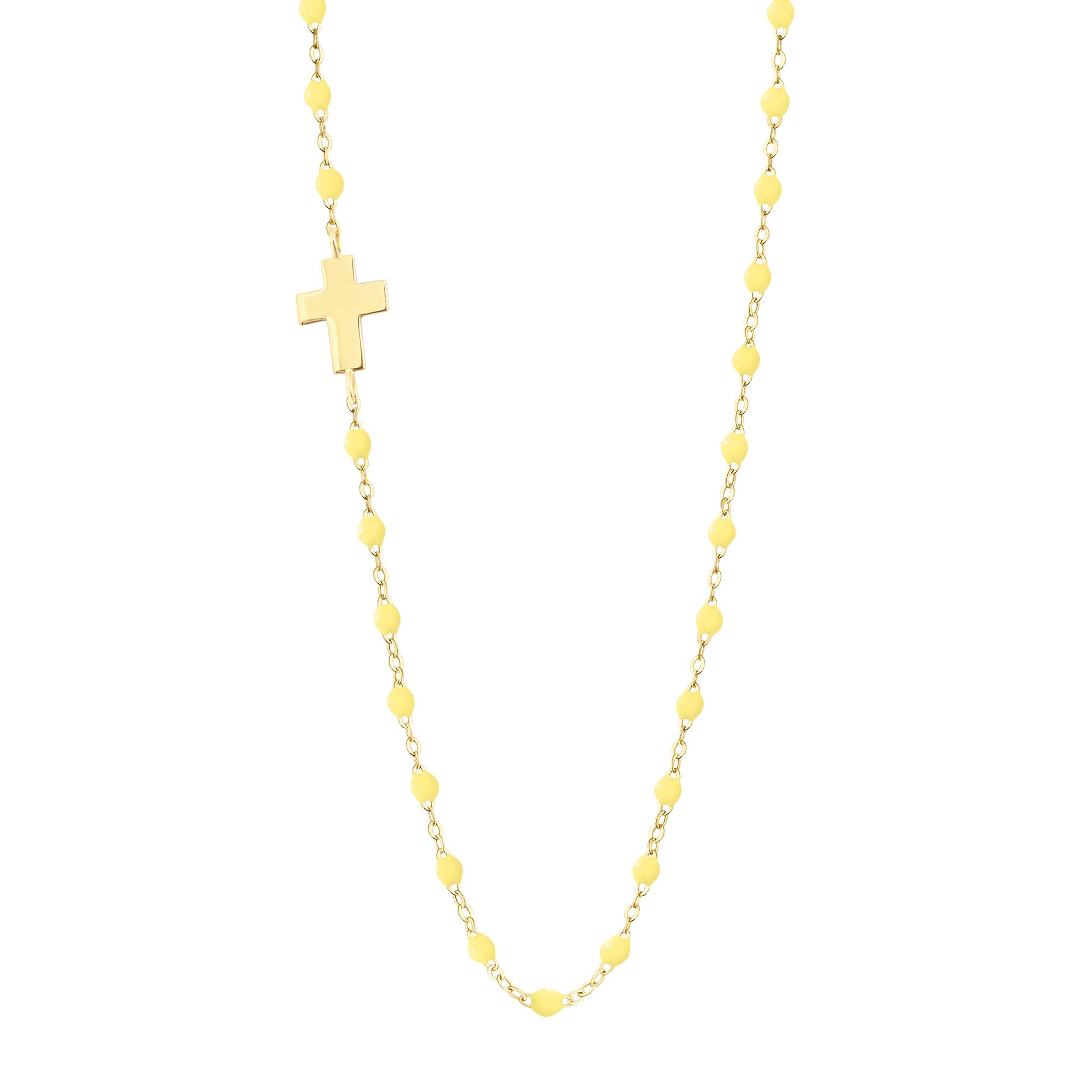 Gigi Clozeau - Collier mimosa Croix côté, or jaune, 42 cm