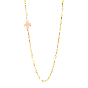 Gigi Clozeau - Collier mimosa Croix côté, or rose, 42 cm