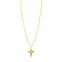 Gigi Clozeau - Collier mimosa Croix Lumière, Diamants, or jaune, 42 cm