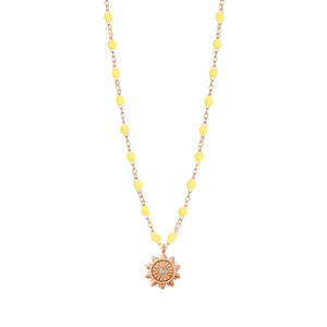 Gigi Clozeau - Collier mimosa Lucky Sun, Diamants, or rose, 42 cm