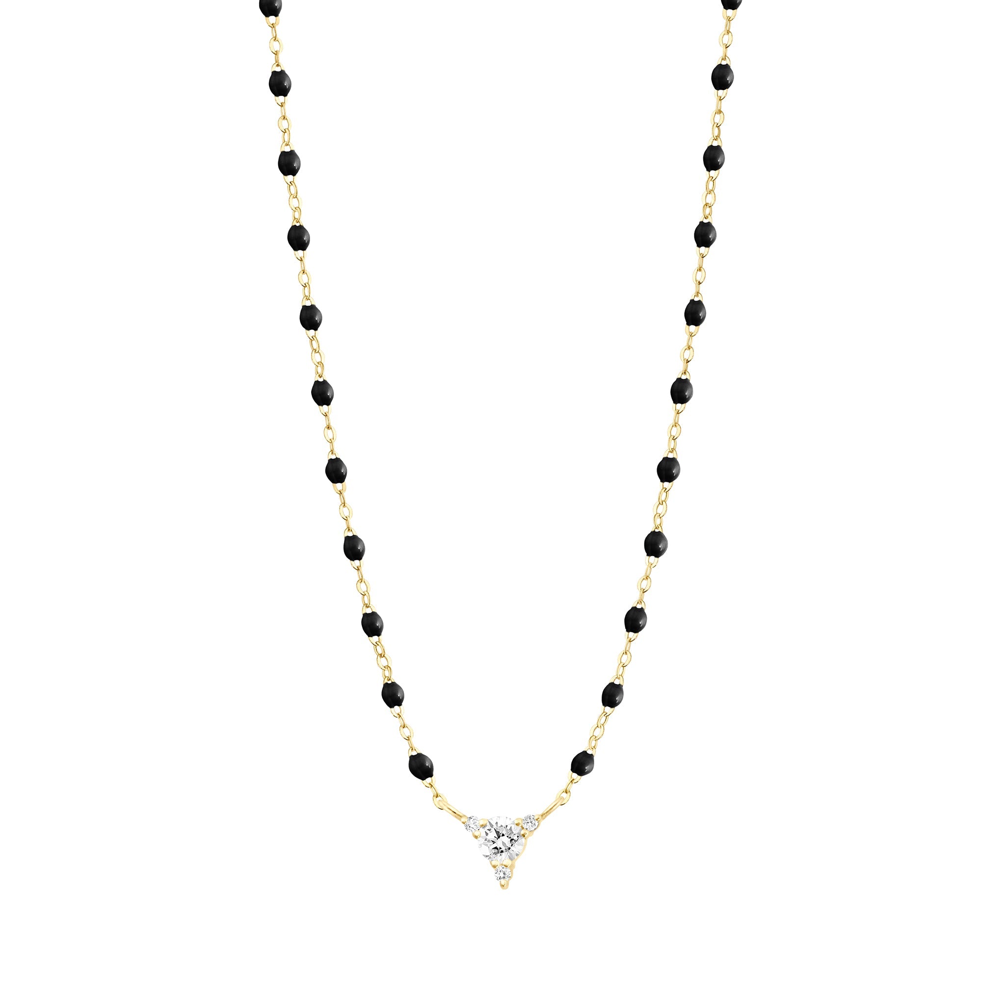 Gigi Clozeau - Collier noir Kosmos, diamants, or jaune, 42 cm