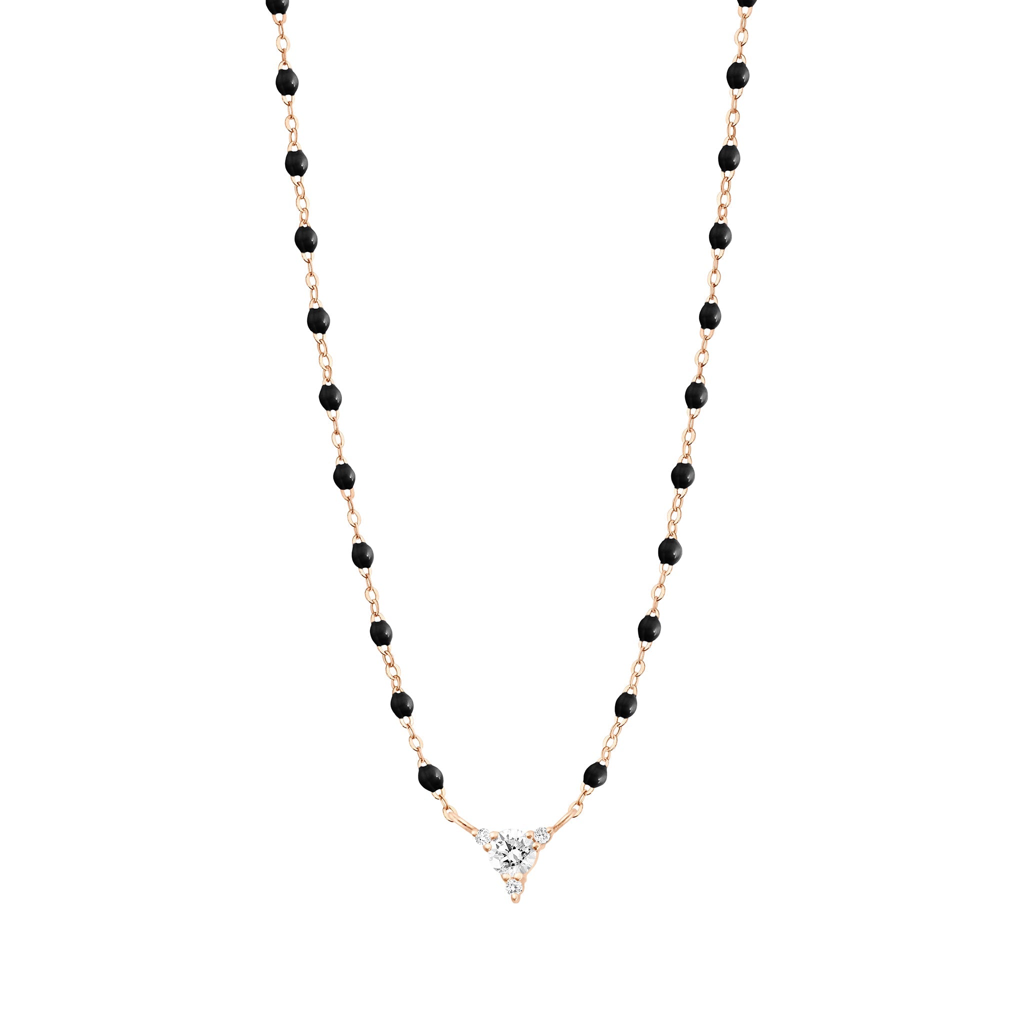 Gigi Clozeau - Collier noir Kosmos, diamants, or rose, 42 cm