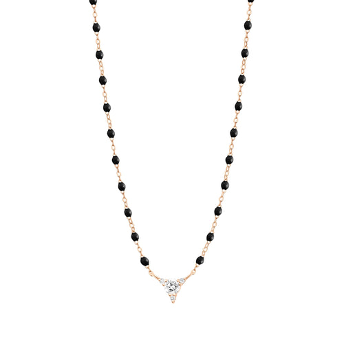 Gigi Clozeau - Collier noir Kosmos, diamants, or rose, 42 cm