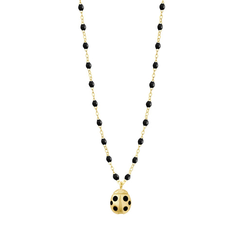 Gigi Clozeau - Collier noir Ladybug, or jaune, 42cm