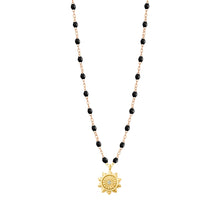 Gigi Clozeau - Collier noir Lucky Sun diamants, or jaune, 42 cm