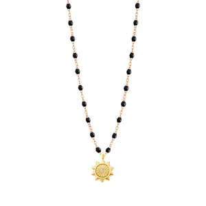 Gigi Clozeau - Collier noir Lucky Sun diamants, or jaune, 42 cm