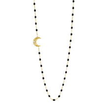 Gigi Clozeau - Collier noir Lune, diamant, or jaune, 42 cm