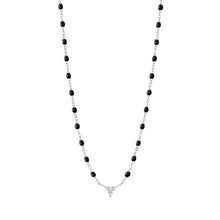 Gigi Clozeau - Collier noir petit Kosmos, diamants, or blanc, 42 cm