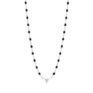 Gigi Clozeau - Collier noir petit Kosmos, diamants, or blanc, 42 cm