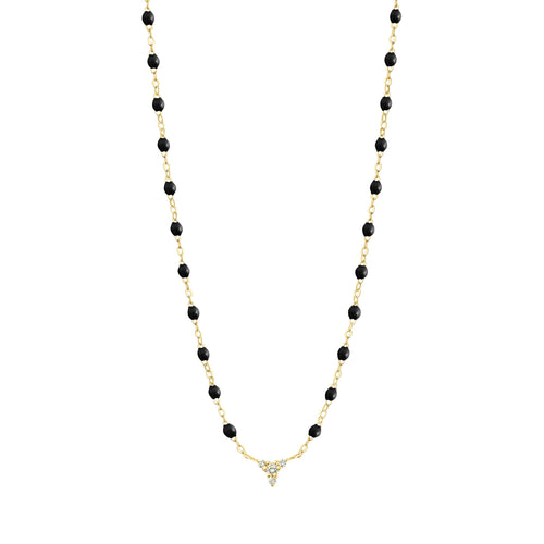 Gigi Clozeau - Collier noir petit Kosmos, diamants, or jaune, 42 cm