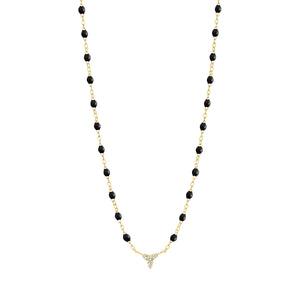 Gigi Clozeau - Collier noir petit Kosmos, diamants, or jaune, 42 cm